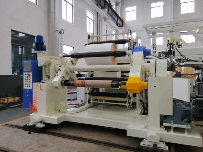 Automatic Film Roll Plastic Lamination Machine with Double Station Unwinder and Rewinder in blue and white 1