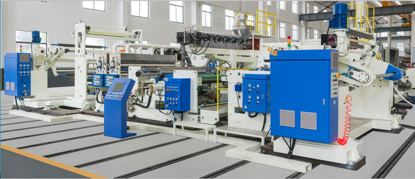 1200-1600mm High Speed PE Film Plastic Automatic Laminating Machine , Single / Double Sided White And Blue